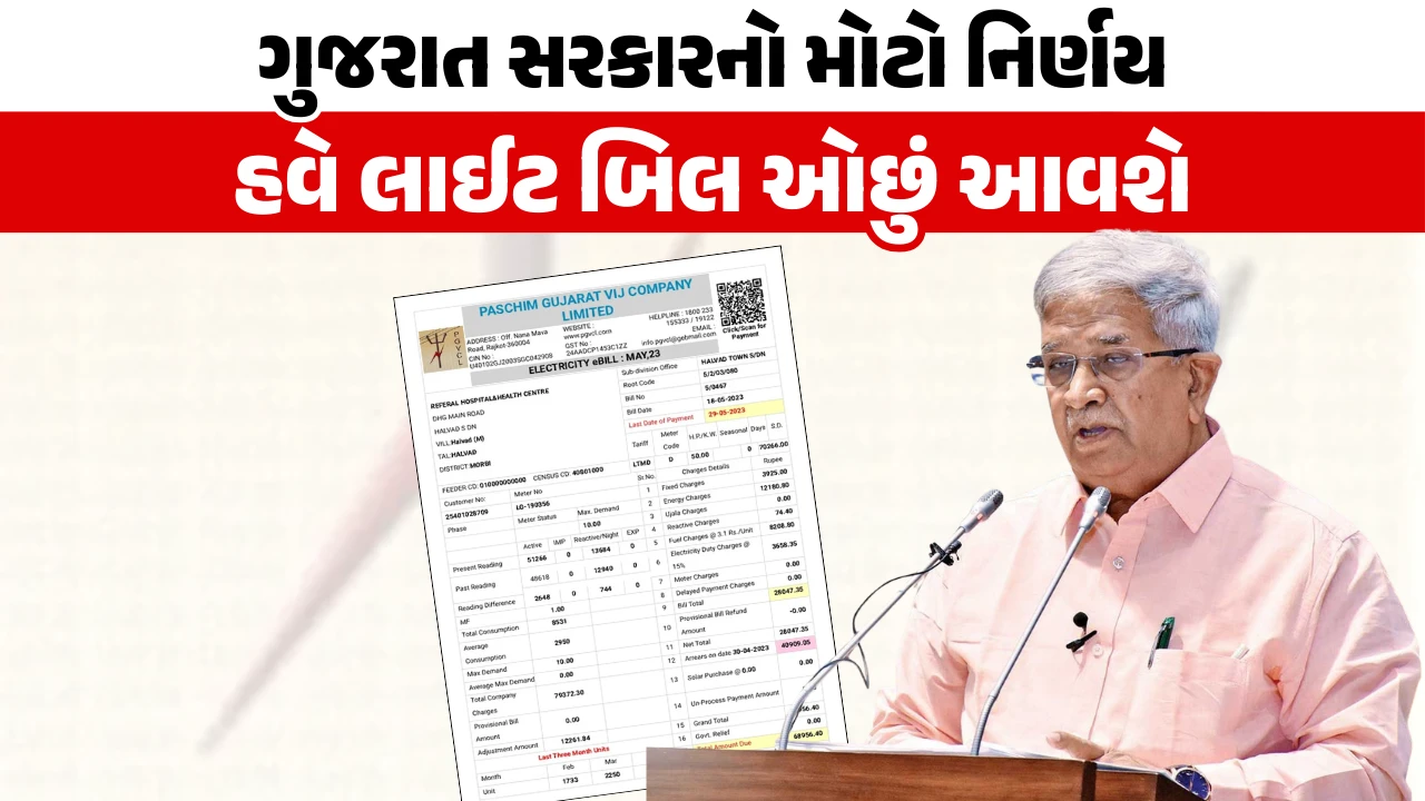 ગુજરાત સરકારનો મોટો નિર્ણય, લાઈટ બિલમાં પ્રતિ યુનિટ 15 પૈસાનો ઘટાડો