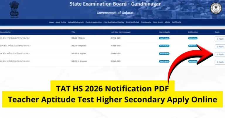 TAT HS 2026 Notification PDF Teacher Aptitude Test Higher Secondary Apply Online