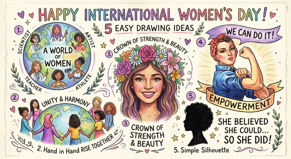 Happy International Women's Day 5 Easy Drawing Ideas