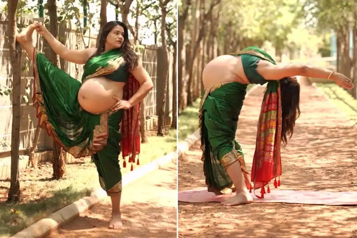 9-Month Pregnant Yoga Trainer’s Intense Workout Video