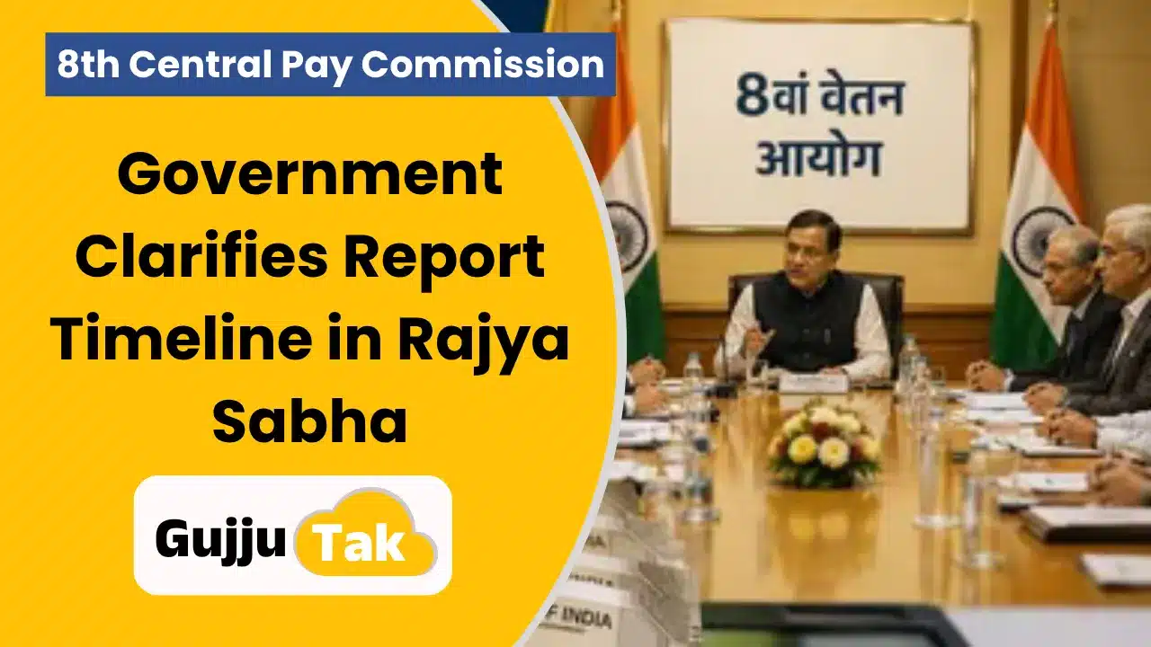 Official Rajya Sabha reply on the 8th Central Pay Commission stating that the Commission will submit its recommendations within 18 months of its constitution